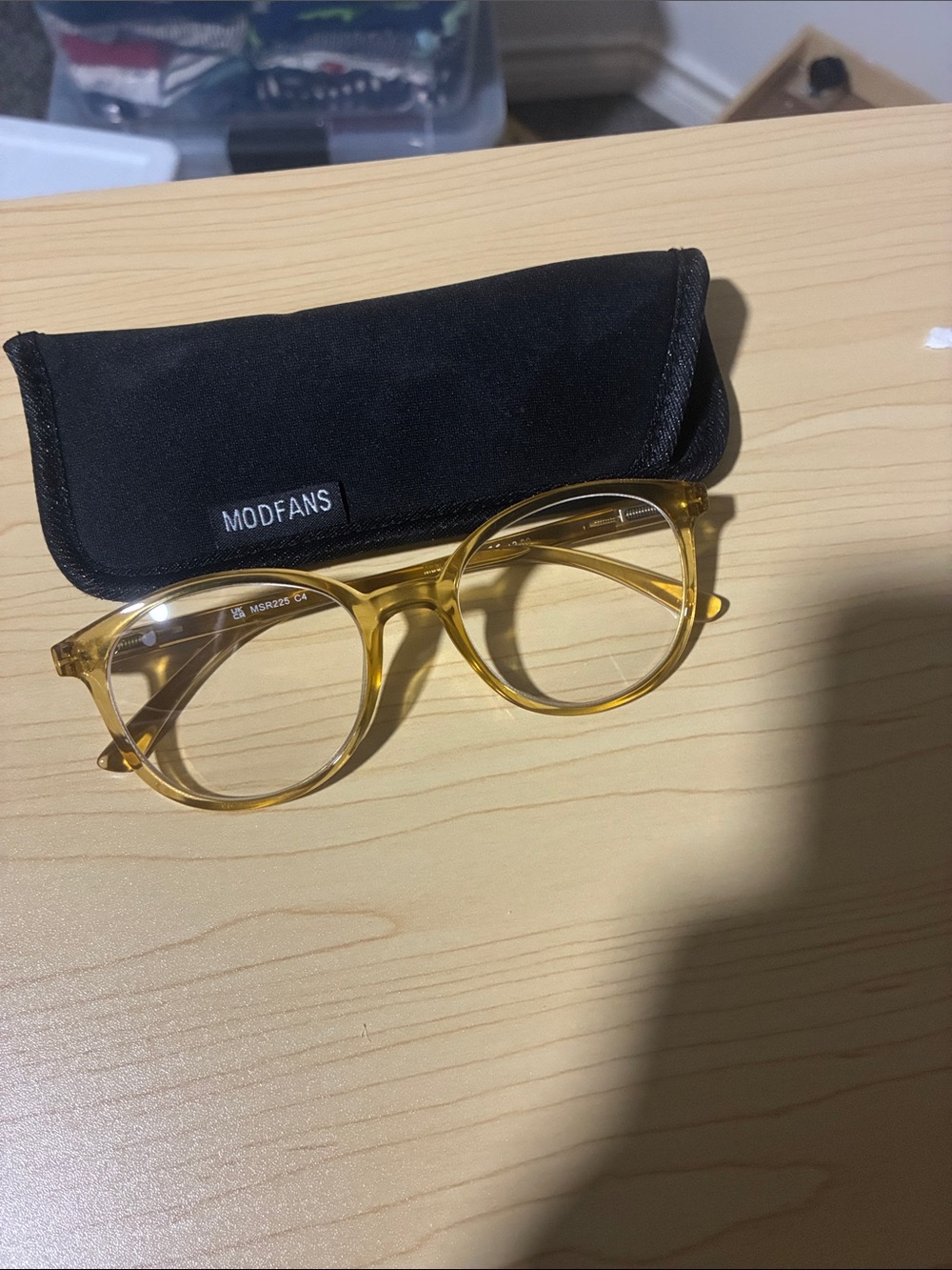 Modfans Translucent Amber Round Reading Glasses